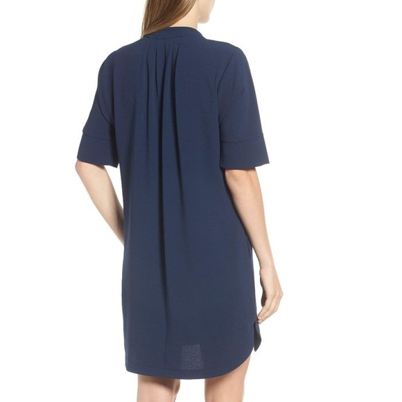 Nordstrom | Pleat Front Curved Hem Shirtdress - Picture 2 of 6